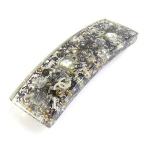 Chanel CHANEL Barrette Coco Mark Resin Metal Navy Silver Women's e62308a